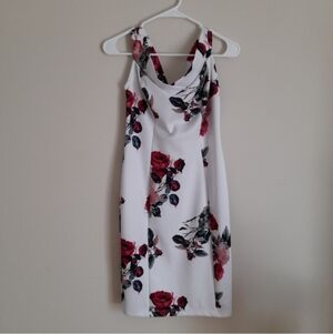 VENUS Off The Shoulder Floral Dress - White and Red Side Small
